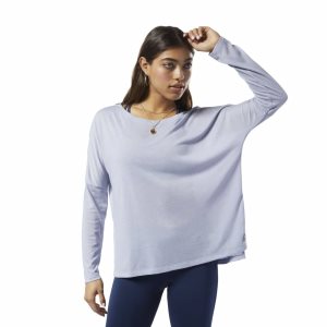 Koszulki Damskie Reebok WOR Supremium Long Sleeve Głęboka Niebieskie PL 62KDCUF